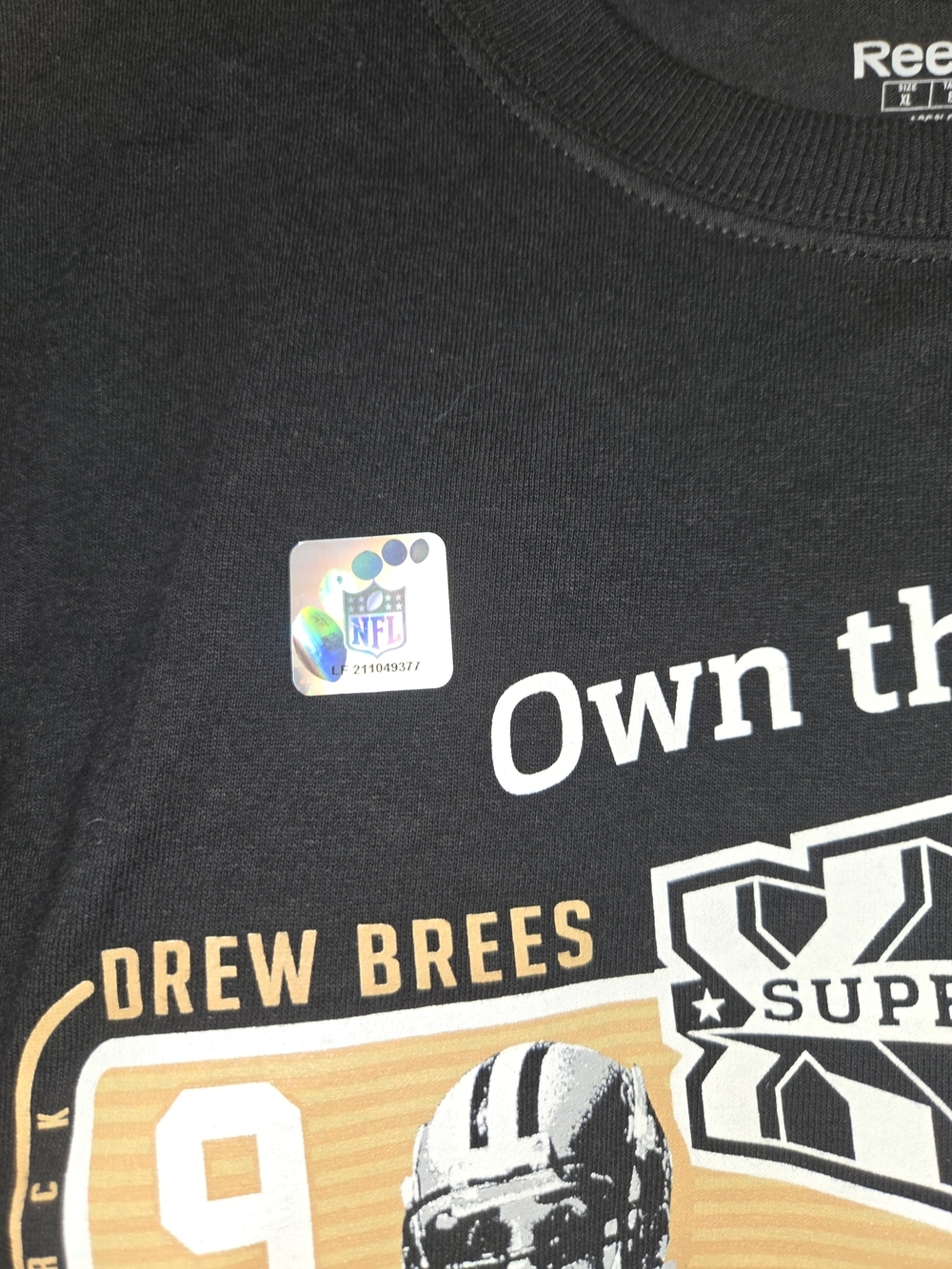 Reebok Black Super Bowl XLIV Saints vs Colts Graphic Tee - Picture 2 of 4